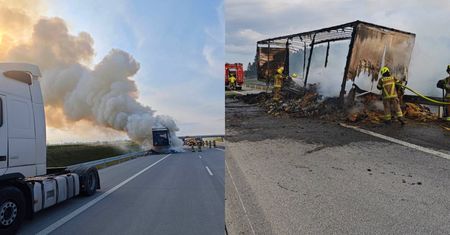 Pożar ciężarówki na A2. Kierowcy utknęli na trasie