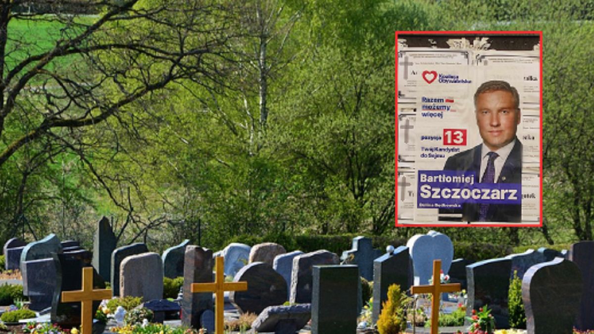 Plakat polityka zawisł na...klepsydrach