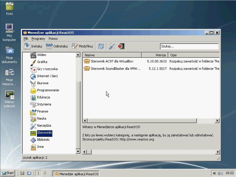 Menedżer aplikacji ReactOS
