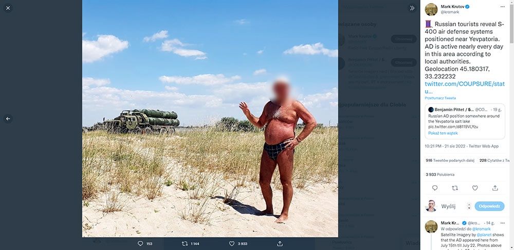 Rosyjski turysta zdradza pozycje systemów antylotniczych