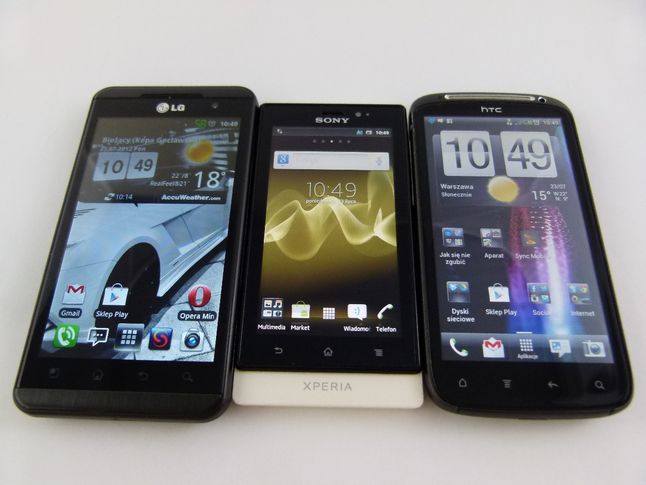 LG Swift 3D, Sony Xperia sola, HTC Sensation - porównanie ekranów