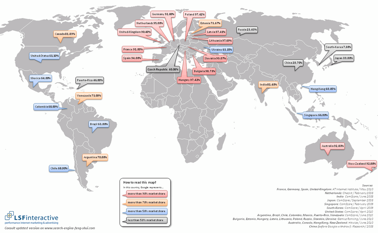 Google rządzi Europą, reszta świata jeszcze się broni [INFOGRAFIKA]