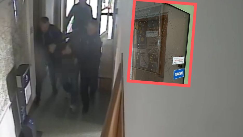 Mężczyzna zdemolował młotkiem drzwi komisariatu we Wrocławiu