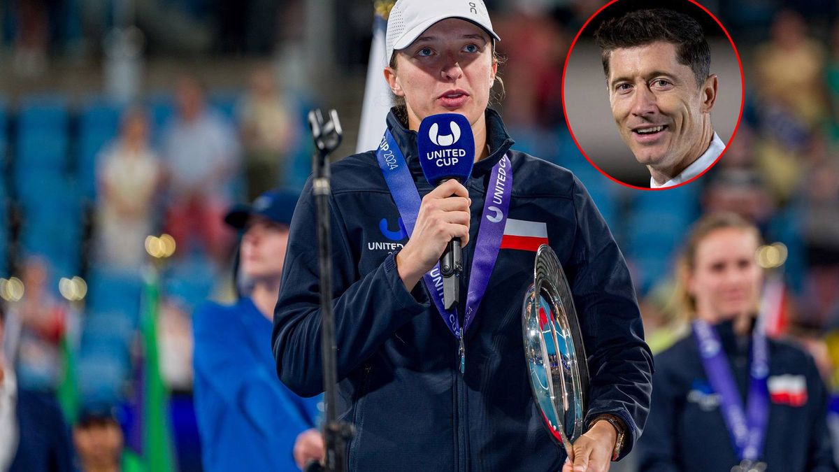 Getty Images / Andy Cheung / Alex Caparros / Na zdjęciu: Iga Świątek. W kółku Robert Lewandowski.