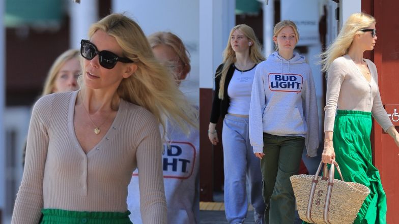 Naturalna Claudia Schiffer "przyłapana" na zakupach z córkami
