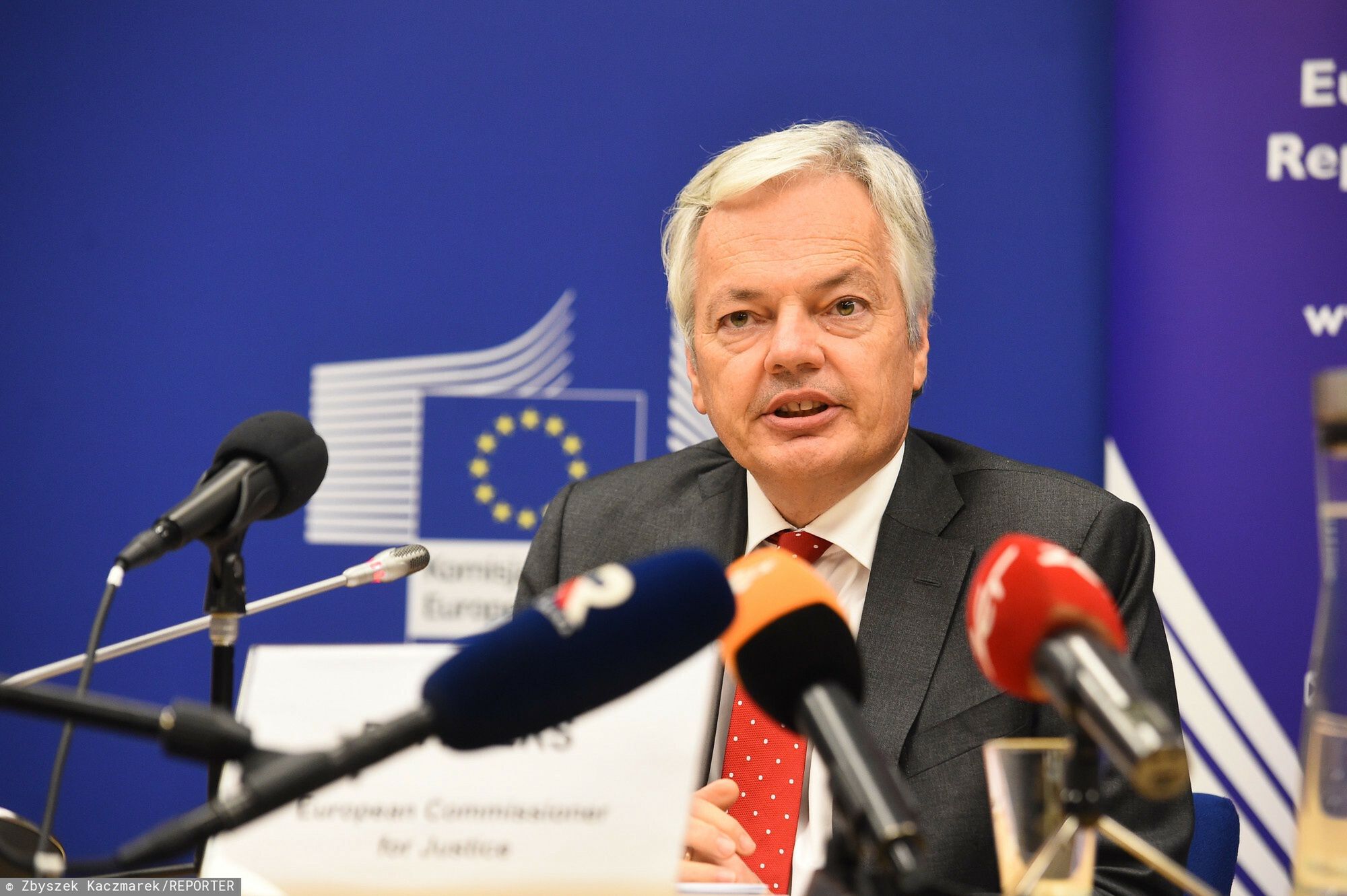 Konferencja komisarza UE Didiera Reyndersa19.11.2021 Warszawa Konferencja komisarza UE ds sprawiedliwosci Didiera Reyndersa n/z Didier Reynders  fot. Zbyszek Kaczmarek/REPORTERZbyszek Kaczmarek/REPORTER