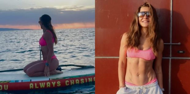 Skąpana w słońcu Anna Lewandowska z dumą eksponuje WYŻYŁOWANY brzuch (FOTO)