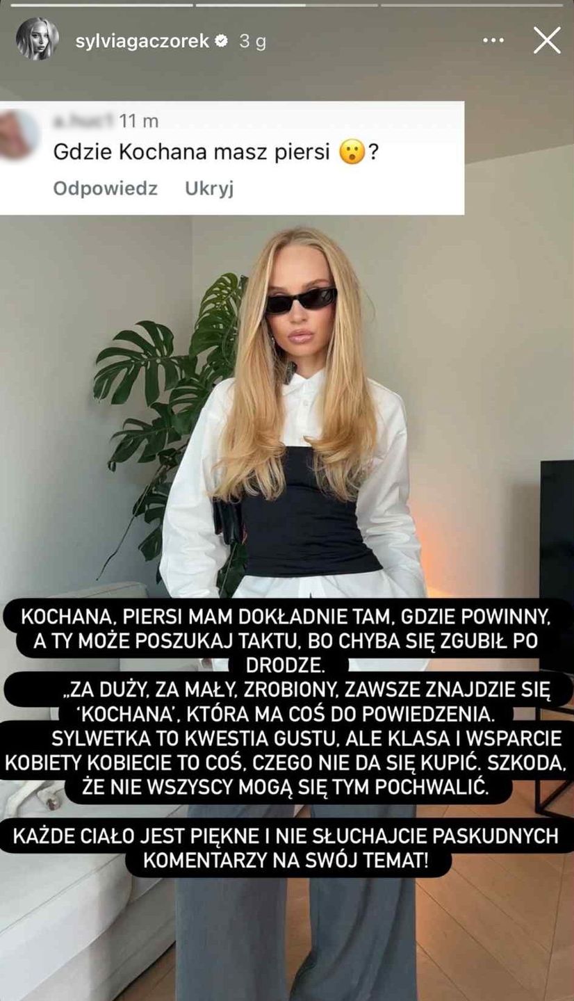 Sylwia Gaczorek odpowiada internautce