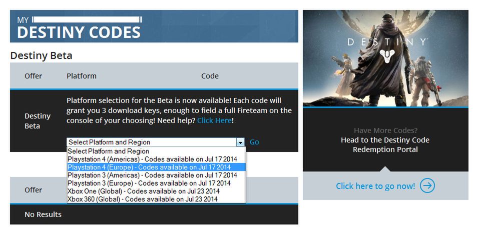 Każdy kod do bety Destiny da aż trzy klucze do gry
