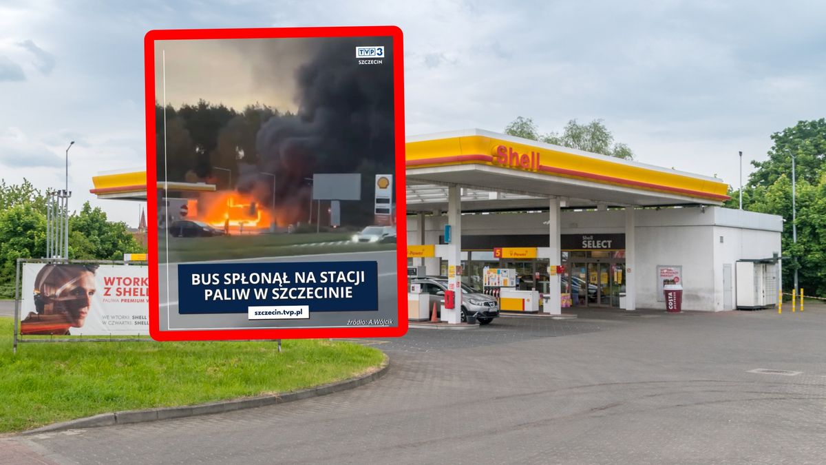 Dramatyczny widok na stacji paliw.