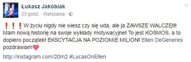 Łukasz Jakóbiak i jego "wizualizacja" u Ellen
