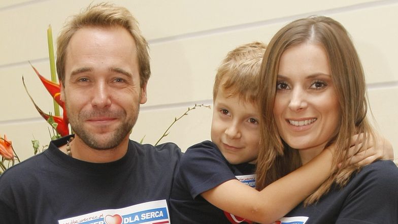 Łukasz Nowicki i Halina Mlynkova z synem Piotrem