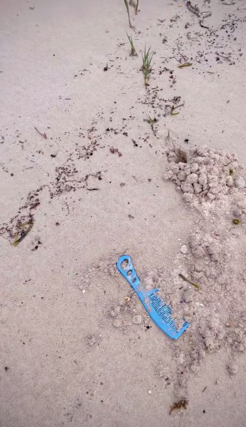 Omenaa Mensah załamana śmieciami na plaży