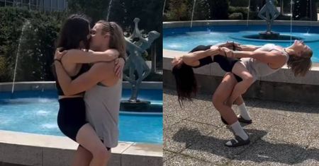 Katarzyna Zillmann i Janja Lesar CAŁUJĄ SIĘ przy fontannie i prezentują wymyślne figury... (FOTO)
