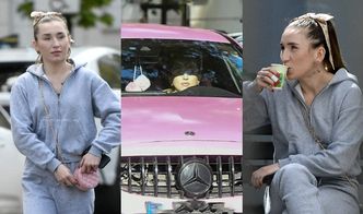 Uzbrojona w torebkę Chanel Marta Linkiewicz popija kawę na ławeczce, po czym wsiada do różowego "merca" (ZDJĘCIA)