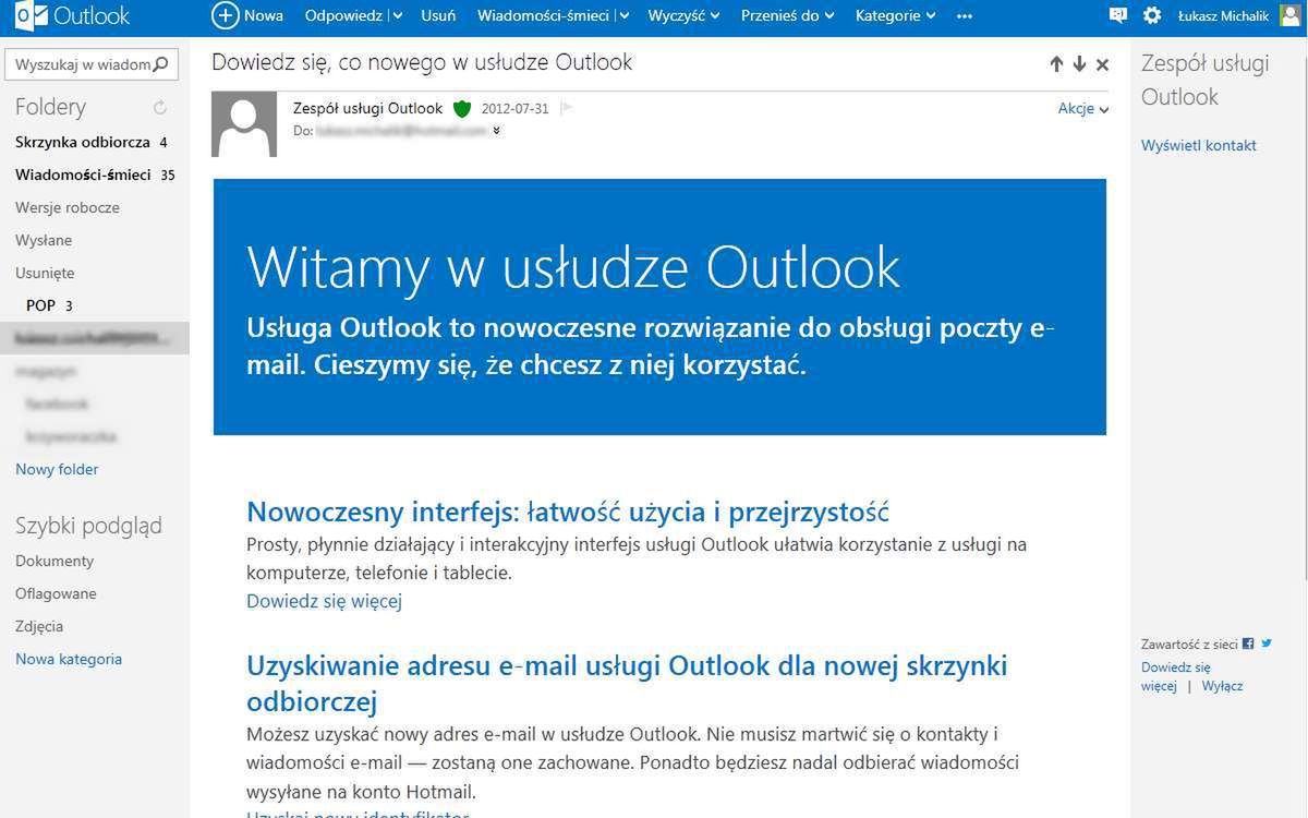 Nowa poczta Microsoftu - Outlook.com