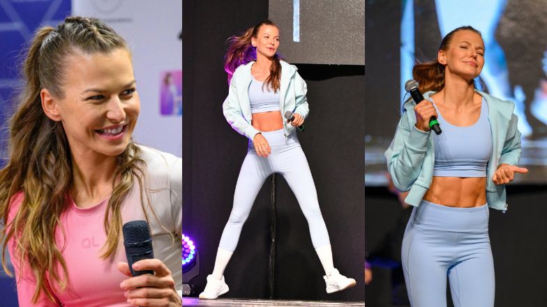 Anna Lewandowska rozsyła uśmiechy i trenuje na łódzkiej Atlas Arenie