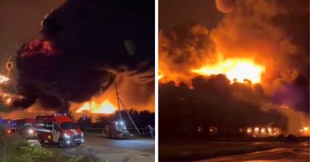 Pożar magazynów w Petersburgu. Ogień wymknął się spod kontroli
