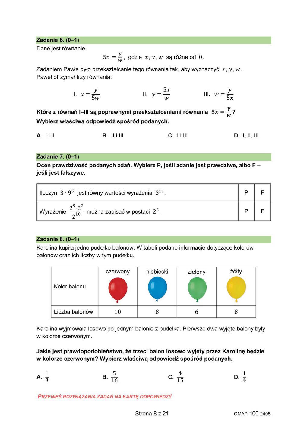 Egzamin ósmoklasisty z matematyki