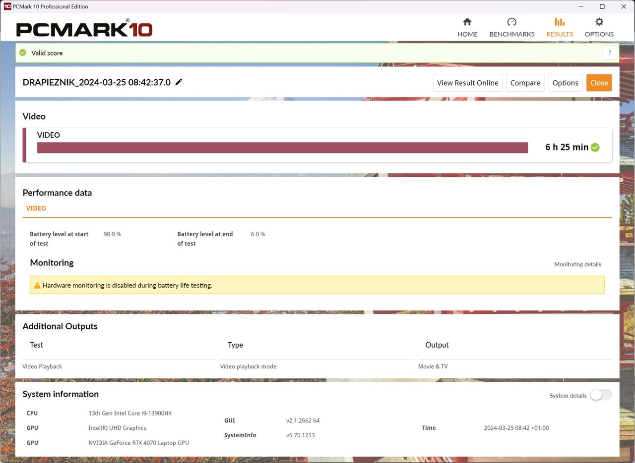 Acer Predator Helios Neo 16 - benchmark PCMark10 video