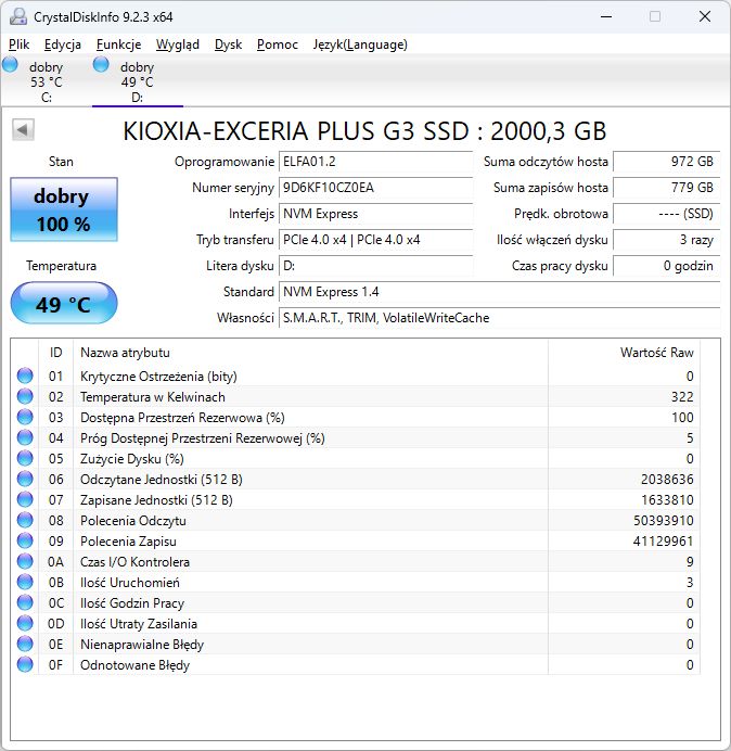 Kioxia Exceria Plus G3 - temperatury