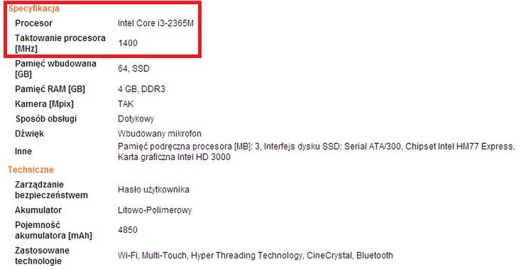 Specyfikacja tabletu Acer Iconia Tab W700 (fot. saturn.pl)