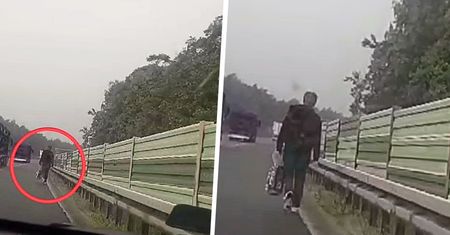 Bezmyślność na autostradzie. Pieszy łapał "stopa" na A4