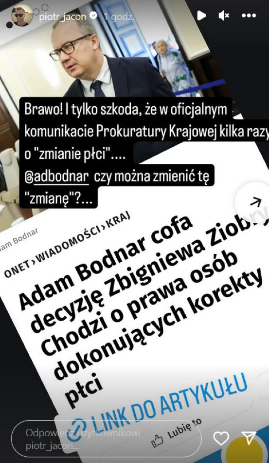 Piotr Jacoń odniósł się do decyzji Adama Bodnara