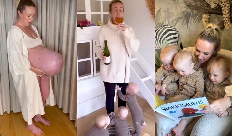 Trojaczki duńskiej influencerki skończyły roczek