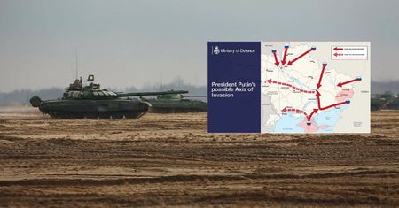 Brytyjskie ministerstwo obrony pokazało mapę możliwego ataku Rosji na Ukrainę