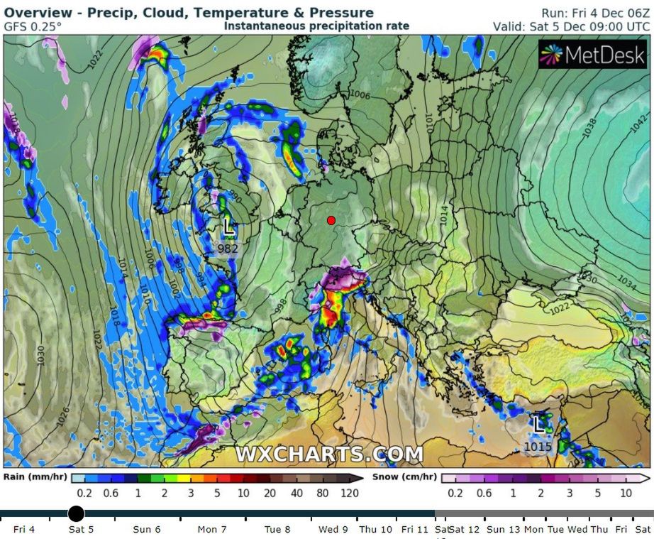 Pogoda. Alerty IMGW przed silnym wiatrem (Il. wxcharts.com)