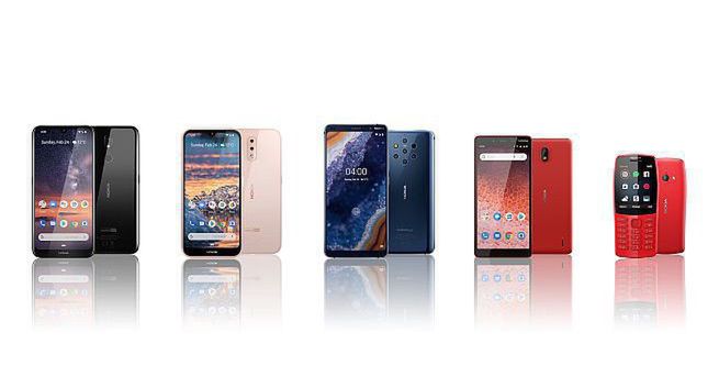 Nokia 9 Pureview z pięcioma aparatami. W Barcelonie pokazano także Nokia 3.2, Nokia 4.2, Nokia 1 Plus i Nokia 210