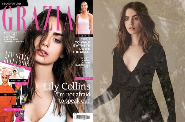 Naturalna Lily Collins na okładce "Grazii"