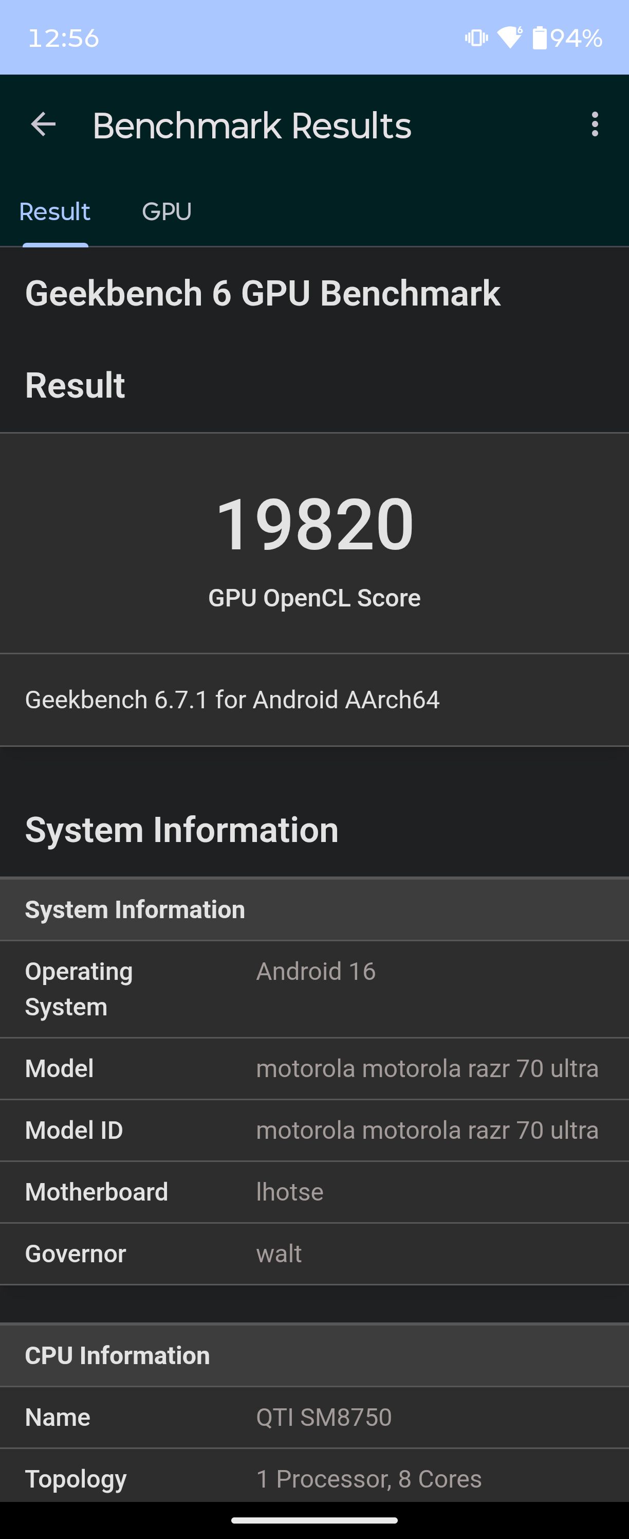Motorola razr 70 Ultra - benchmarki