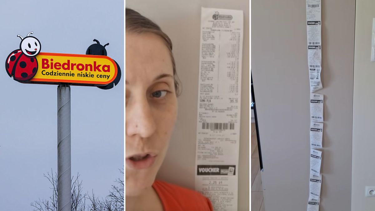 Pokazała, jak długi paragon dostała w Biedronce.