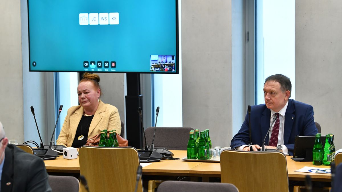 Na zdjęciu prof. Elżbieta Ostrowska i poseł Wiesław Janczyk w trakcie posiedzenia sejmowej Komisji Finansów Publicznych