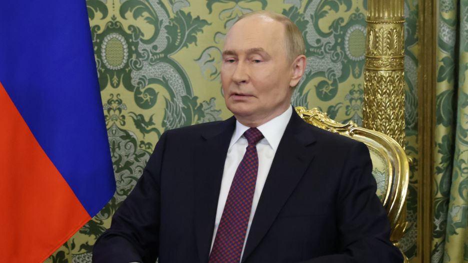 MOSCOW, RUSSIA - JULY 31 (RUSSIA OUT) Russian President Vladimir Putin grimases during Russian-Laotian talks, at the Kremlin on July 31, 2025, in Moscow, Russia. President of Laos Sisoulith is having an official visit to Russia. (Photo by Contributor/Getty Images)