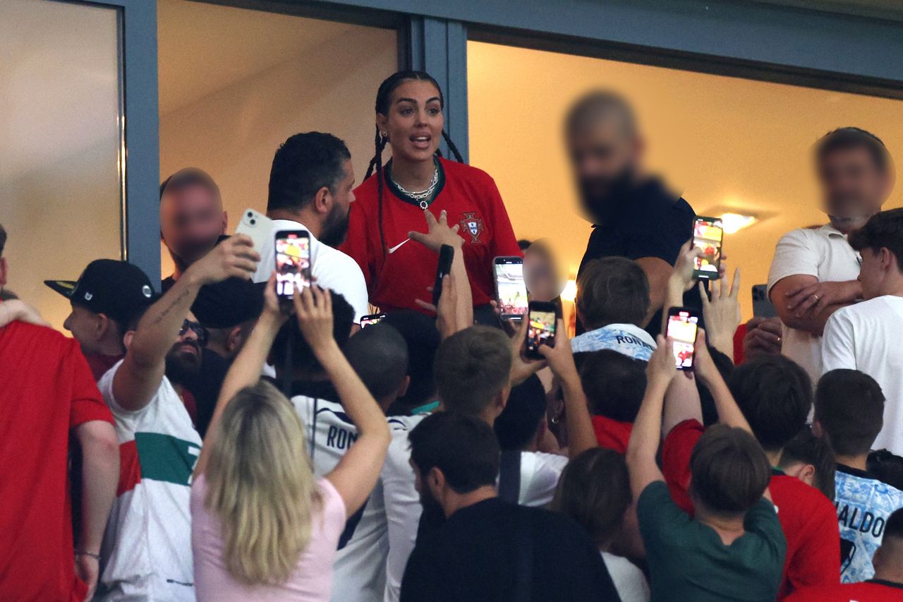 Georgina Rodriguez at the match between Portugal and Georgia
