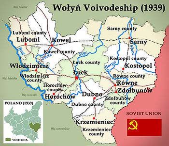Wołyń na mapie Polski w granicach z 1939 roku
