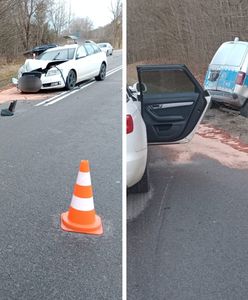 Policjanci zatrzymali się, aby pomóc. Audi nie zdążyło wyhamować