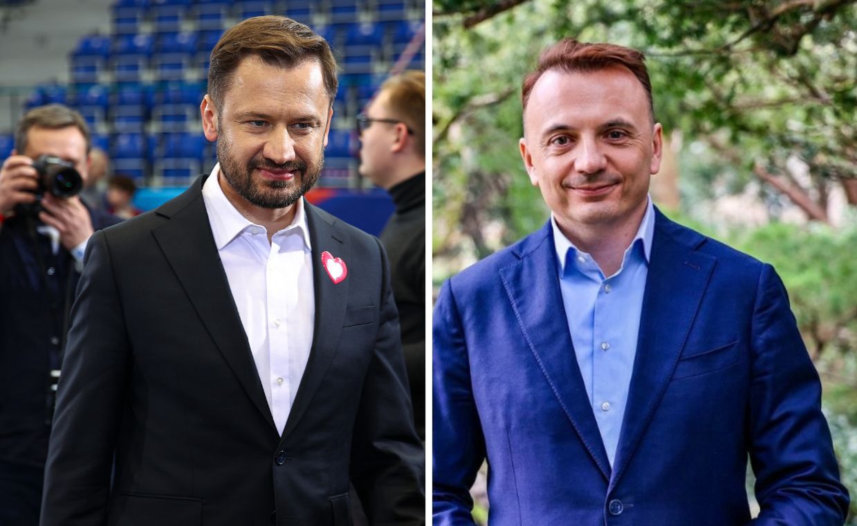 
W wyścigu o fotel prezydenta Krakowa wystartowało ośmiu kandydatów. Po lewej: Aleksander Miszalski, po prawej:  Łukasz Gibała