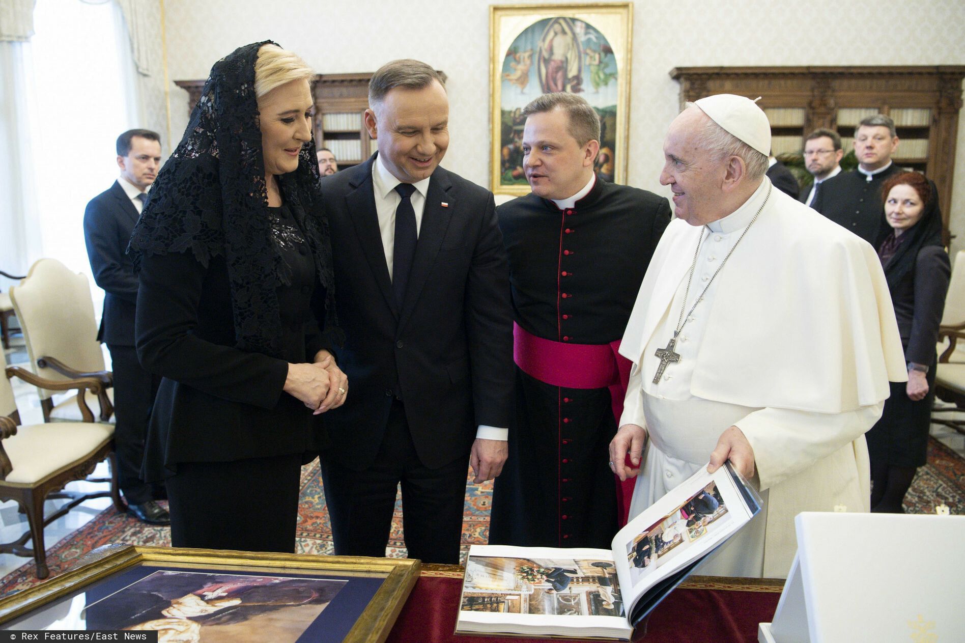 Agata Duda i Andrzej Duda na audiencji u papieża Franciszka