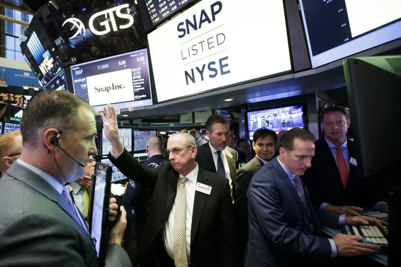 Spadki na Wall Street. Debiut Snap z 44 proc. przebiciem