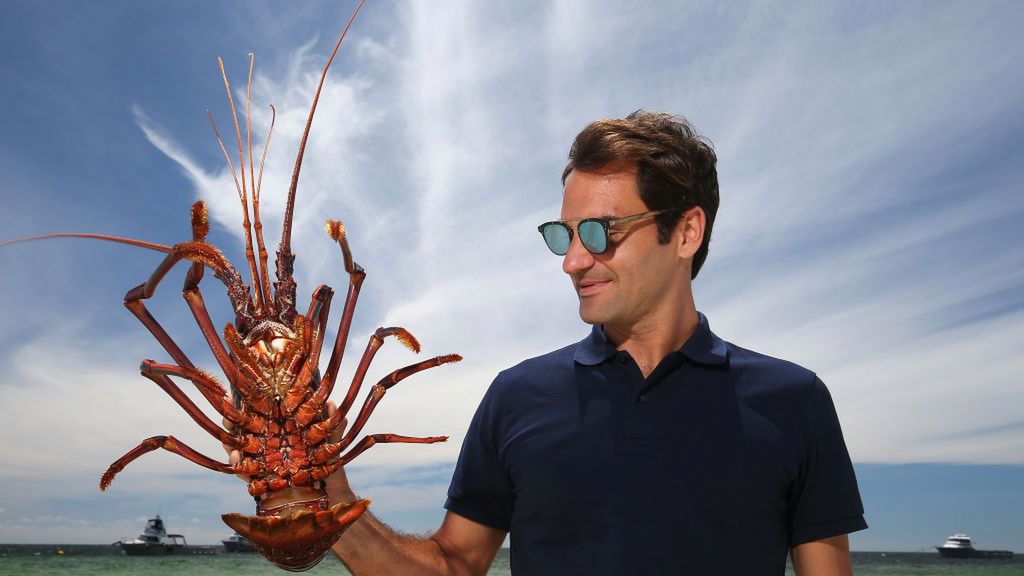 Roger Federer prezentuje okazałego homara