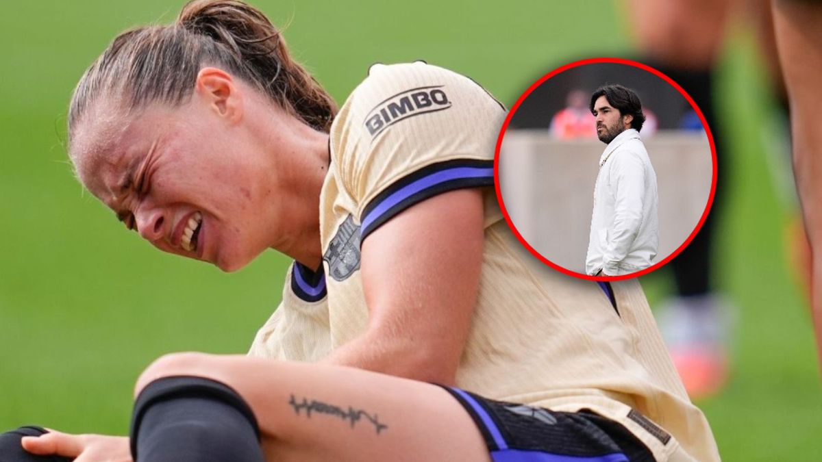 Getty Images / Dennis Agyeman/Europa Press via Getty Images / Na zdjęciu: Ewa Pajor kontuzjowana w meczu z Atletico Madryt/ w ramce: trener Barcelony Femeni - Pere Romeu