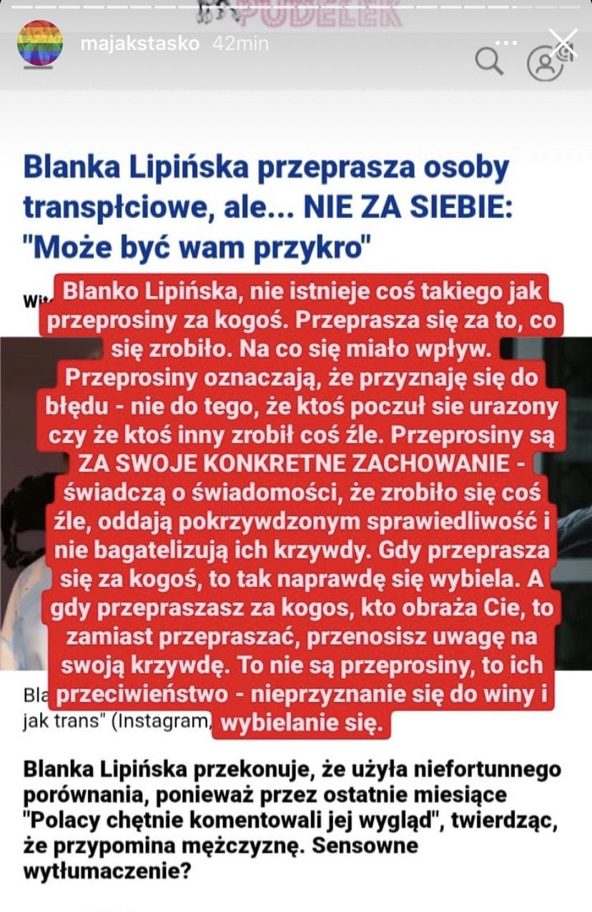 Maja Staśko strofuje Blankę Lipińską