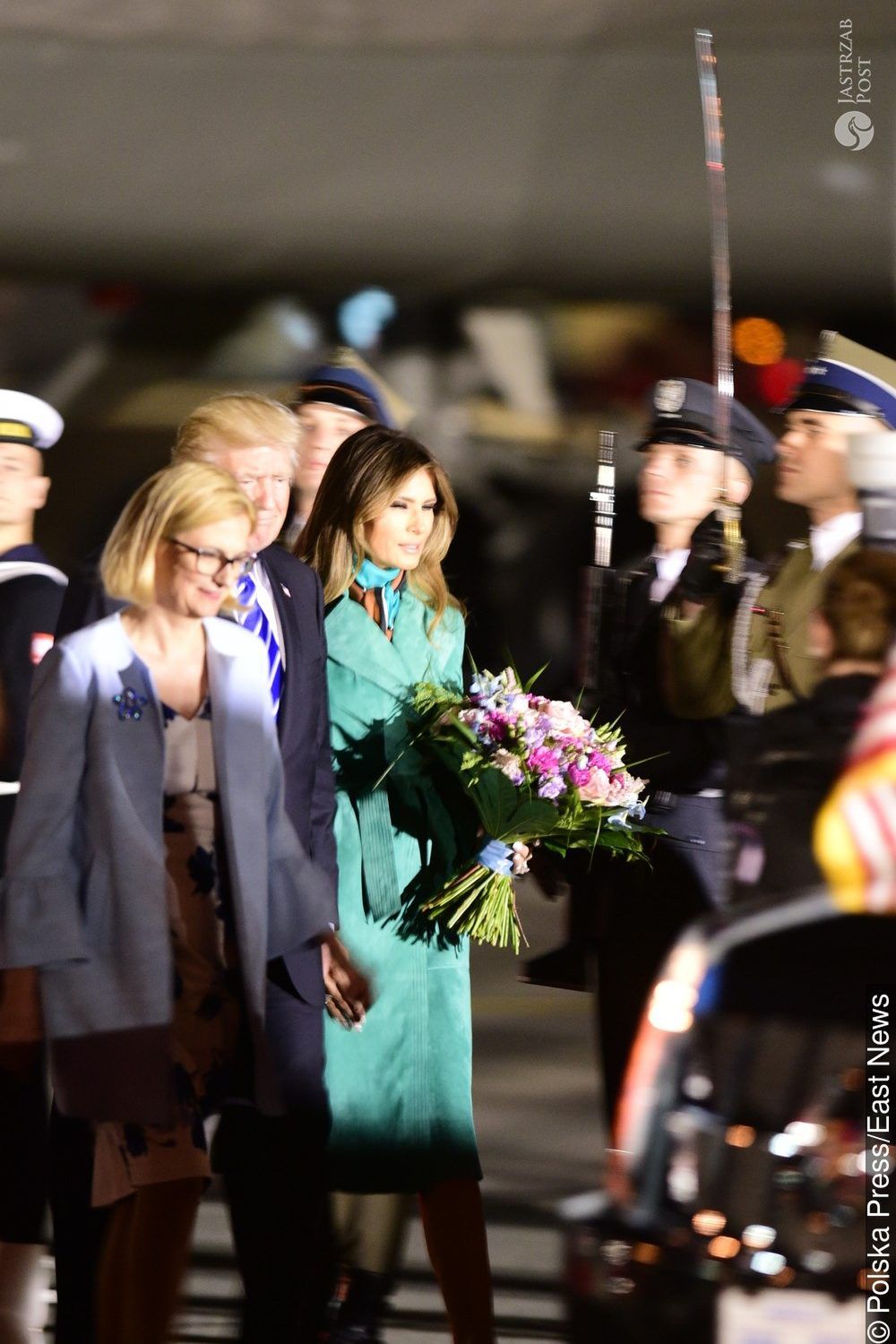 Melania Trump w zielonym płaszczu w Polsce