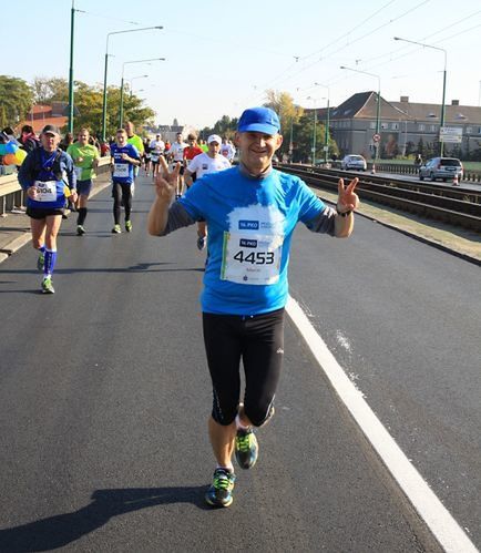 Poznań, rok 2015. Ten maraton Marcin Herbik ukończył w 3:24:01. Fot. Archiwum Marcina Herbika