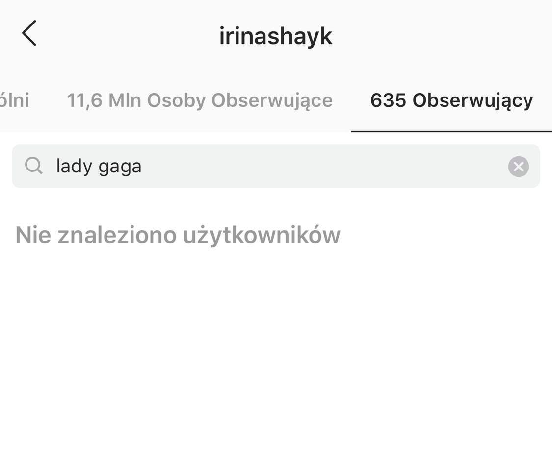 Irina Shayk nie obserwuje Lady Gagi na Instagramie
