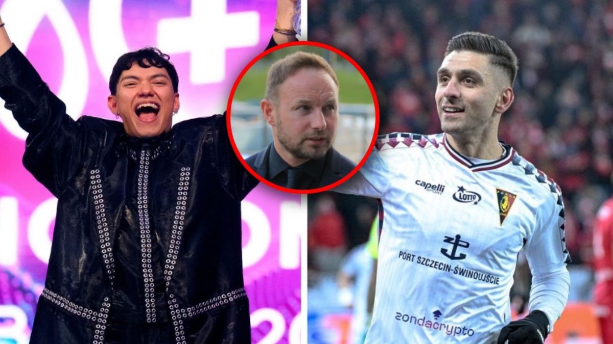 Getty Images / Harold Cunningham/ Mateusz Czarnecki/WP SportoweFakty / Paweł Piotrowski/WP SportoweFakty / Na zdjęciu: JJ (z lewej, zwycięzca konkursu Eurowizji 2025), Efthymis Koulouris (z prawej, napastnik Pogoni Szczecin), Tomasz Frankowski (pośrodku)